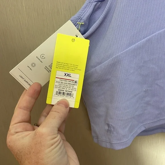 🔵 All in motion NWT Light Purple V-Neck ribbed Crop padded sports bra xxl plus - Picture 4 of 5